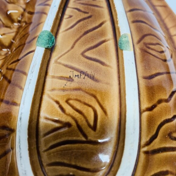 VTG Beautiful Ashtray Large Divided Floral Red Brown Pottery 60's-70's 12in - Picture 5 of 9